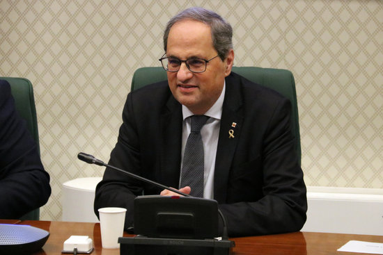 Catalan president Quim Torra during the JxCat meeting in the Catalan parliament on January 4, 2020 (by Bernat Vilaró)