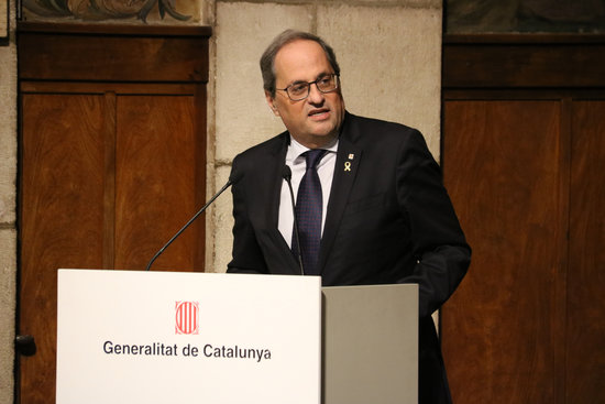 Quim Torra speaks during a government act in January 2020 (by Marta Casado Pla)
