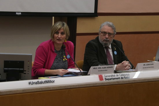 Joan Pla Guix, Secretary of Public Health, and Alba Vergés, Minister of Health, at a press conference on January 13, 2020 (by Elisenda Rosanas)