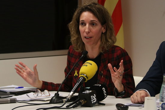 Work minister Àngels Chacón at a press conference January 15, 2020 (by Aina Martí)