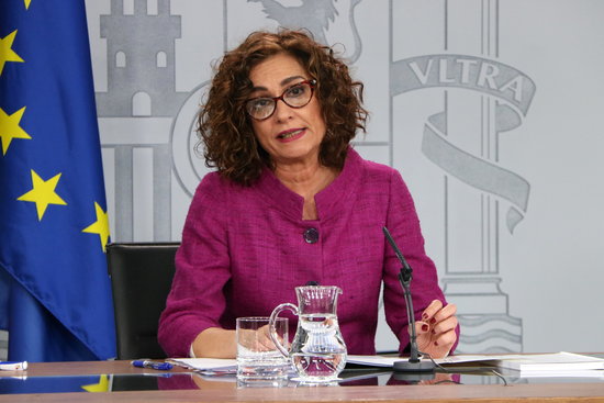 Spokesperson for the Spanish government, María Jesús Montero, during a press conference in January, 2020 (by Andrea Zamorano)