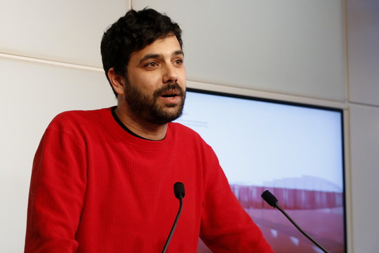 ERC MP Ruben Wagensberg during a press conference in March, 2019 (by Marta Sierra)