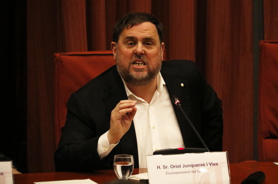 Former Vice President Oriol Junqueras, speaking to the Parliamentary Commission, January 28, 2020 (by Gerard Artigas)