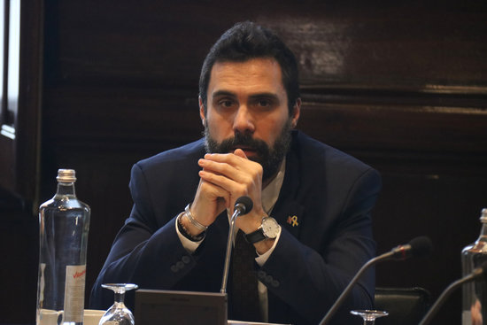 Parliament speaker Roger Torrent during a Bureau meeting on February 11, 2020 (by Mariona Puig)