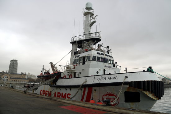 The Open Arms rescue ship docked in the Port of Barcelona, February 14, 2020 (by Àlex Recolons)