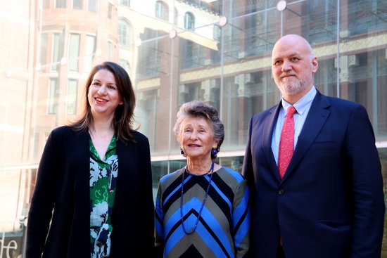 The president of the Orfeó Català-Palau de la Música Foundation, Mariona Carulla, the director of the Palau de la Música, Joan Oller, and the artistic director of the Palau, Mercedes Conde. (By: Mar Vila)