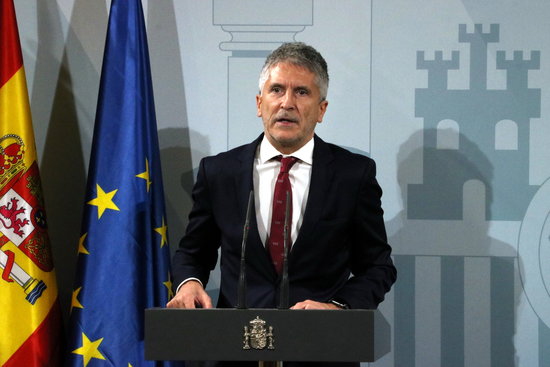 Spanish Interior minister Fernando Grande-Marlaska at a press conference, October 19, 2019 (by Maria Belmez)