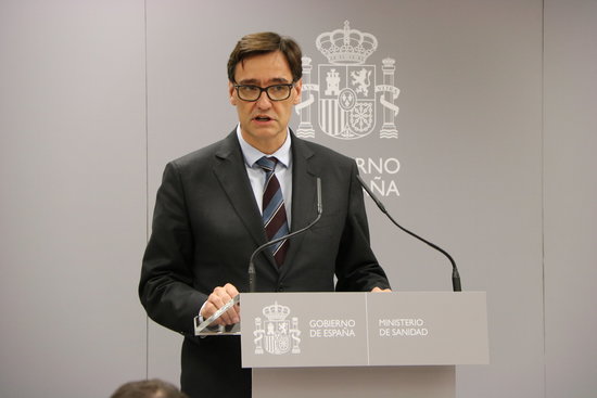 Spanish Health Minister Salvador Illa at a press conference on coronavirus, March 3, 2020 (by Andrea Zamorano)