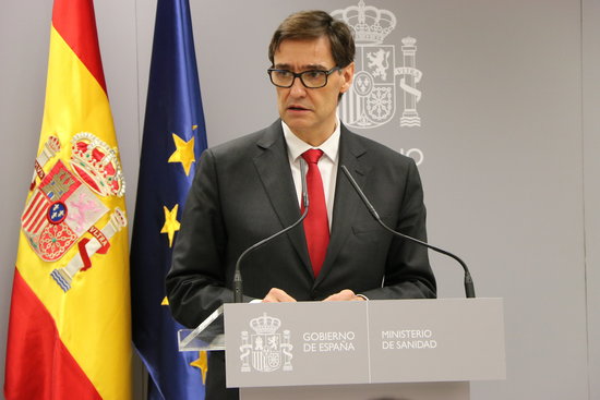 Salvador Illa, Spanish health minister, speaking in a press conference in March, 2020 (by Andrea Zamorano)