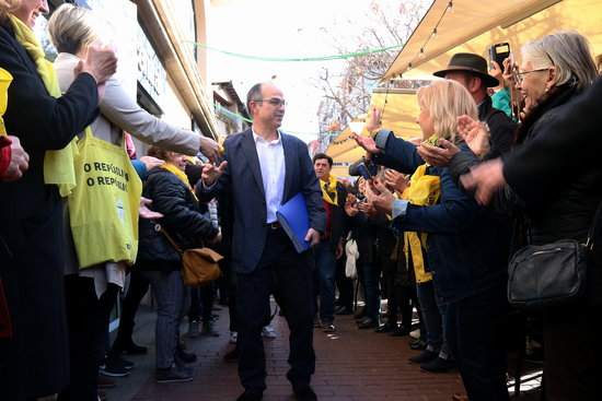 Image of jailed leader Jordi Turull in Terrassa, on his first day of temporary regular leave, on March 10, 2020 (by Norma Vidal)