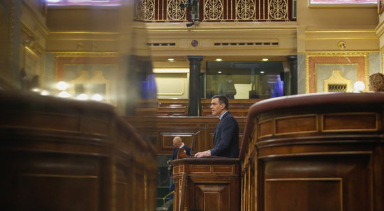 The Spanish president, Pedro Sánchez, in congress on April 22, 2020 (by Spanish congress)