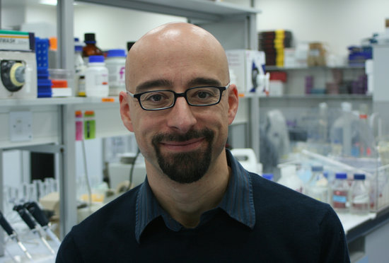 Image of the Catalan researcher Salvador Macip in the lab (by Yolanda Porter/macip.org)