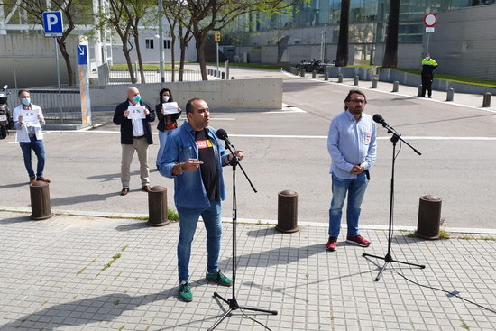 Javier Pacheco and Camil Ros, leaders of Catalonia's main unions, CCOO and UGT, on May 1, 2020 (by CCOO)