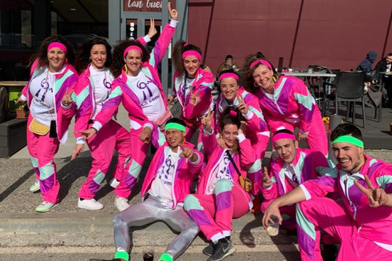 Members of the organizing committee of cultural activities in Ripoll pose for a photograph during a past year's Festa Major celebrations (image courtesy of La Comi de Ripoll)