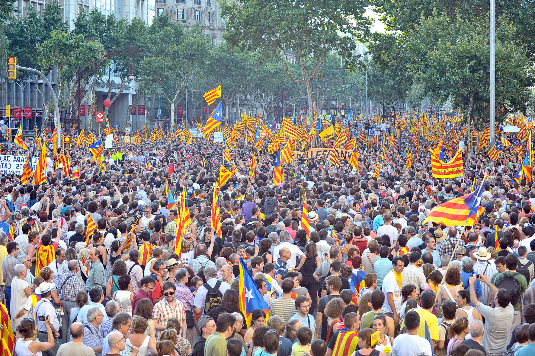 Protest in Barcelona on July 10, 2020, against the Constitutional Court ruling on Catalonia's Statute of Autonomy Mikel Laburu)