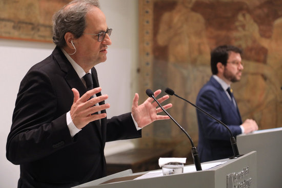 The Catalan president, JxCat's Quim Torra (left), with the vice president, ERC's Pere Aragonès, on June 2 (by Jordi Bedmar/Government)