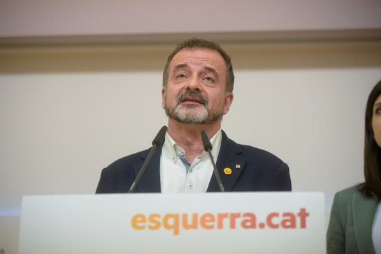 The former Catalan foreign minister, Alfred Bosch, in a press conference on March 9, 2020 (by ERC/Marc Puig)