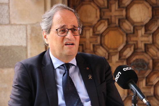 The Catalan president, Quim Torra, during an interview with ACN in the government HQ, in Barcelona, on August 17, 2020 (by Bernat Vilaró)