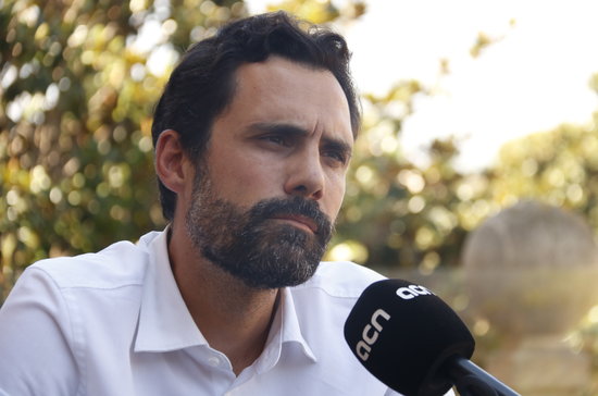 Parliament speaker Roger Torrent during an interview with the Catalan News Agency (ACN), August 28, 2020 (by Gerard Artigas)