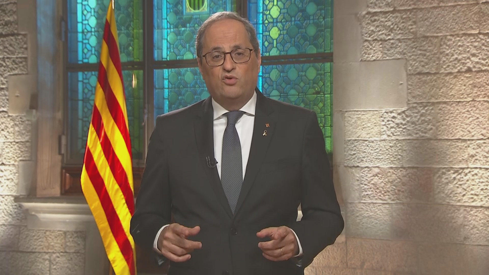 Catalan president Quim Torra during his speech for the 2020 National Day