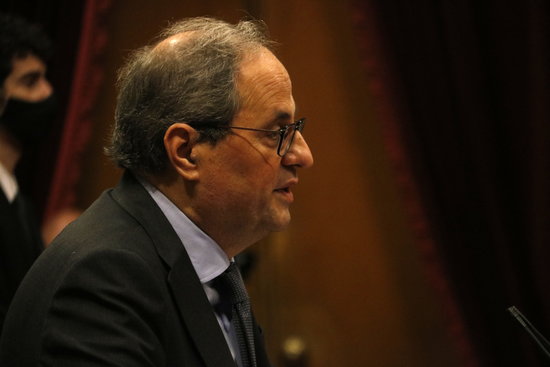 The Catalan president, Quim Torra, during his opening speech in the 2020 annual general policies speech, on September 16, 2020 (by Sílvia Jardí)