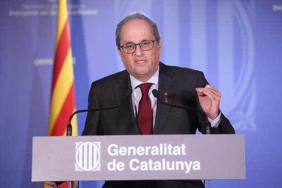 President Quim Torra at the Catalan delegation in Madrid following his Supreme Court hearing, September 17, 2020 (Jordi Bedmar/Catalan government)