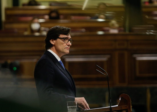 Spain's health minister, Salvador Illa, defending the state of alarm in Congress on October 29, 2020 (by Spanish Congress)