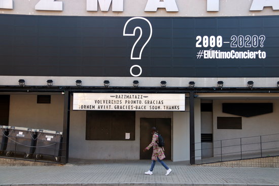 Razzmatazz advertises the 'last concert', with a warning that venues may be forced to close permanently this year (by Pau Cortina)