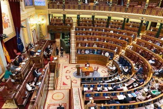 The Spanish congress in Madrid debate the proposed budget deal in November 2020 (image from Spanish congress)