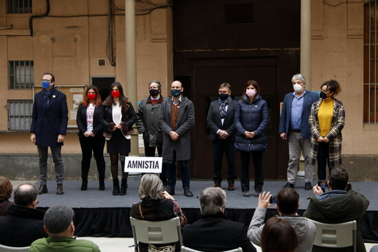 Image of the pro-independence unitary event to demand amnesty for the jailed and exiled leaders, on December 14, 2020 (by Guillem Roset)