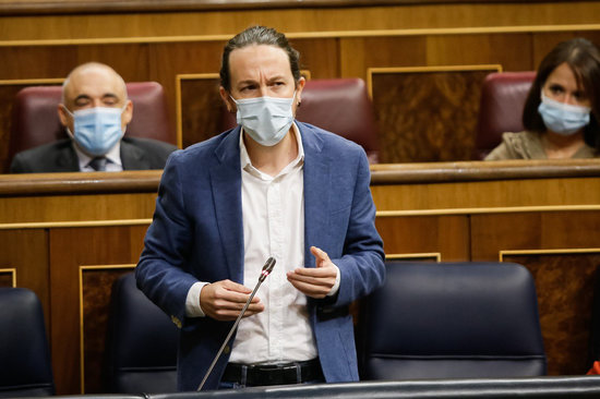 Spain's vice president and Unidas Podemos leader Pablo Iglesias in Congress (by Congreso de los Diputados)