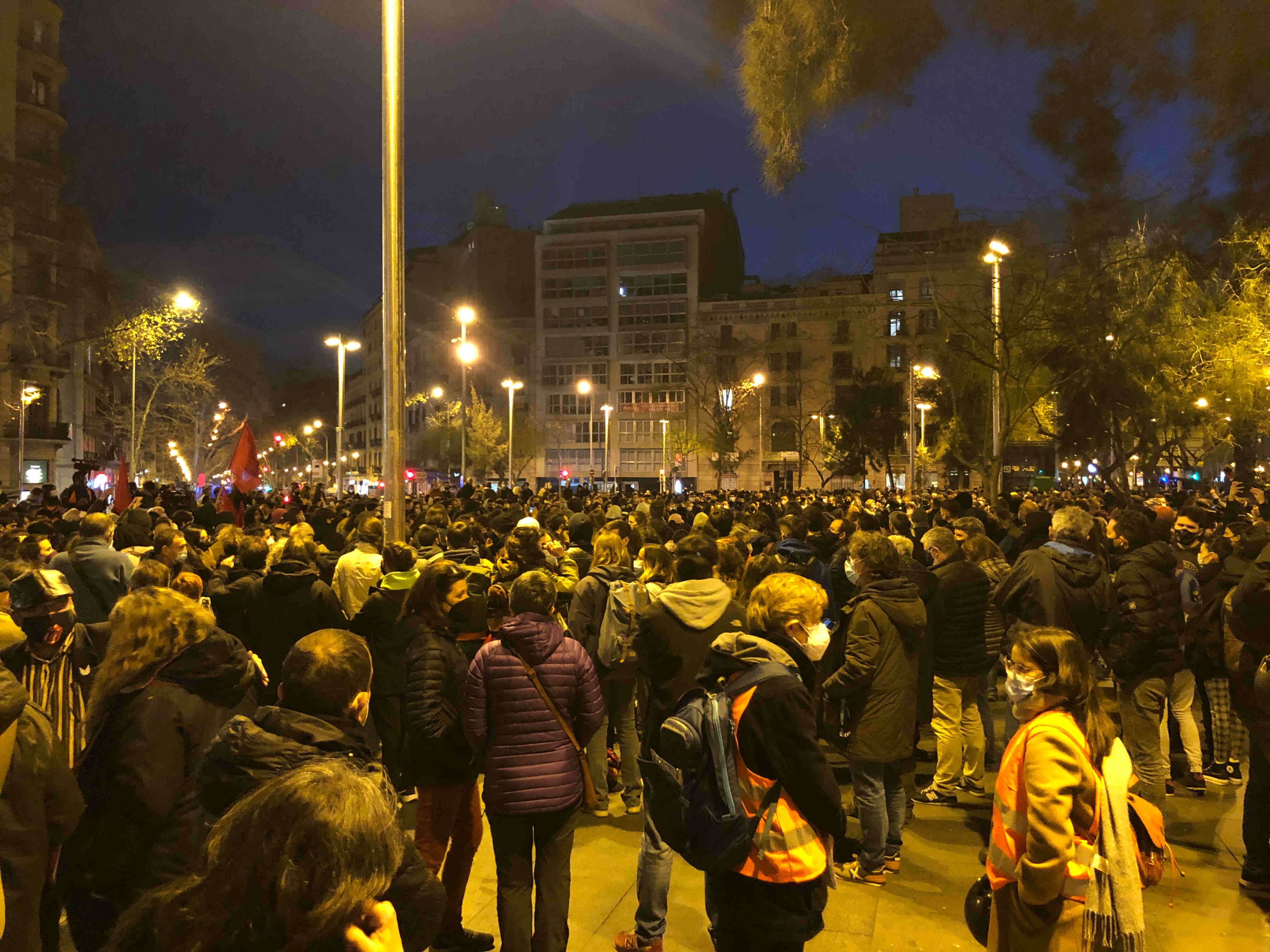 Demonstration at Barcelona's Plaça Universitat in support of Pablo Hasel (by Cristina Tomàs White)