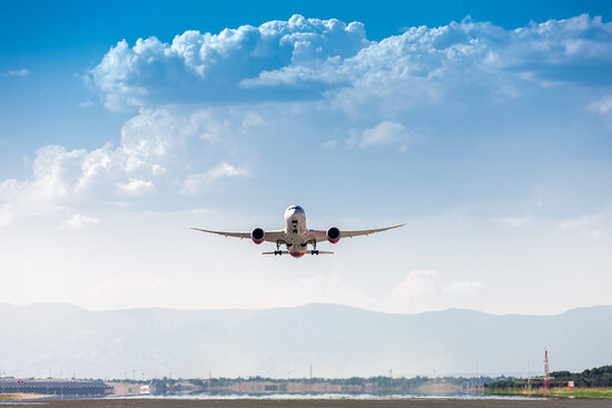 Airplane landing in a Spanish airport (by Enaire)