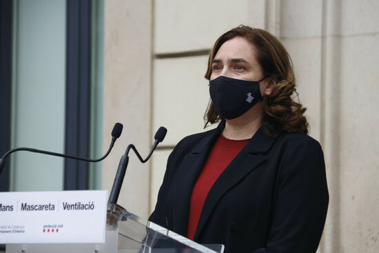 Barcelona mayor Ada Colau makes an appearance at the interior ministry in March, 2021 (by Blanca Blay)