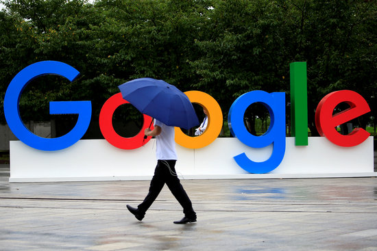 Letters spell 'Google' during the World Artificial Intelligence Conference in Shanghai (courtesy of Reuters)