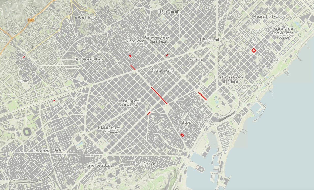 Screenshot from a map of Barcelona's Sant Jordi hotspots