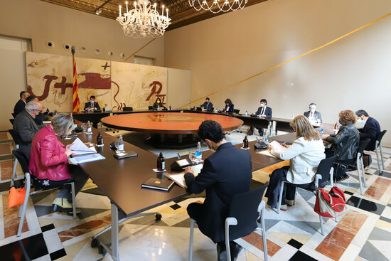 Image of the Catalan cabinet meeting on May 4, 2021 (by Rubén Moreno/Catalan government)