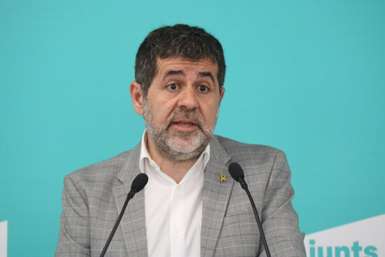 JxCat's Jordi Sànchez appears at a party press conference (by Mariona Puig)