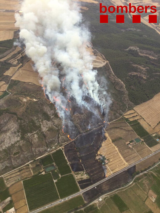 Fire in Alcarràs, in the Segrià county (By Catalan firefighters)