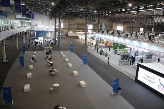 A largely empty area of Hall 3 at the 2021 Mobile World Congress (by Laura Pous)