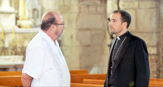 Xavier Novell (right), former Bishop of Solsona, photographed with the actor Pep Cruz (image from Diocese of Solsona)