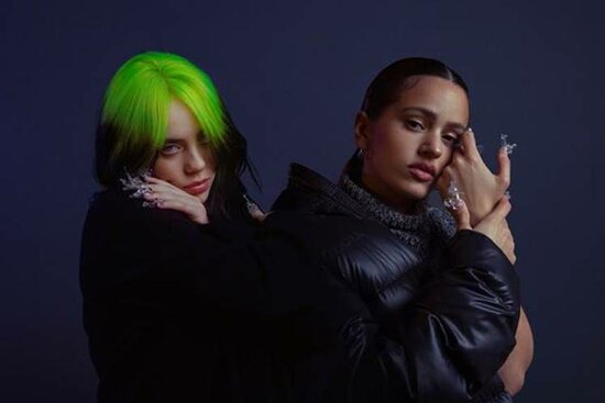 Rosalía (right) and Billie Eilish (by Sony Music Spain)