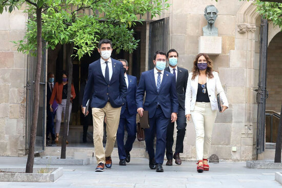 Members of the Catalan government, with president Pere Aragonès at the center (by Rubén Moreno-Catalan government)