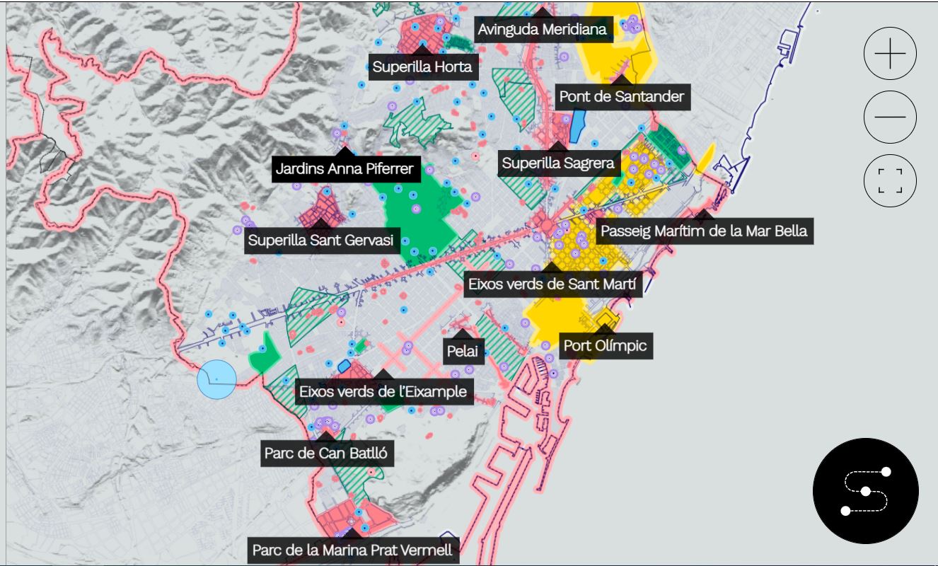 A screenshot of a map of Barcelona city council's superblock plan (image taken from Barcelona city council website)