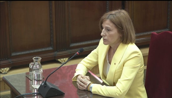 Former Parliament speaker Carme Forcadell in the Supreme Court during the Catalan Trial (image from Supreme Court) 