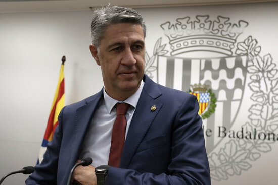 Badalona mayor Xavier Garcia Albiol photographed at a press conference (by Jordi Pujolar)