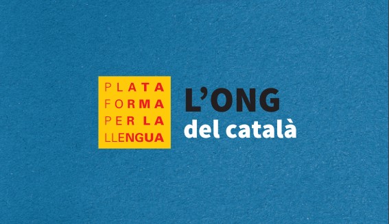 Logo of the association Plataforma per la Llengua in their latest report on the situation of Catalan, on October 27, 2021