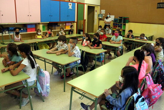 Image of a primary school class in Lleida, September 2021 (by Salvador Miret)