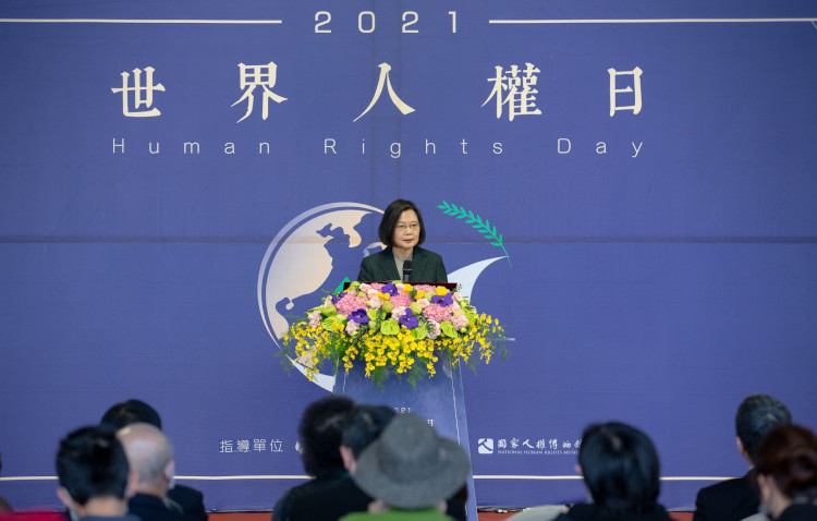 The president of Taiwan, Tsai Ing-wen, during an event to commemorate the Human Rights Day on December 10, 2021 (Twitter Tsai Ing-wen)