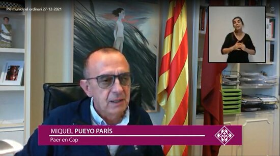 Lleida's mayor Miquel Pueyo during his no-confidence vote on December 27, 2021 (by Oriol Bosch)